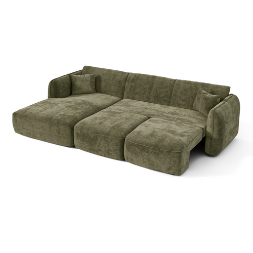 Premium Interiors - Linkerhoekbank LOMI - gewaafd fluweel vintage groen 274cm