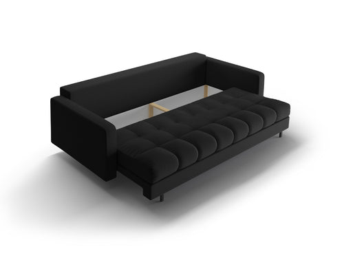 Cosmopolitan Design Slaapbank met opbergdoos Bali 3-zits, structurele stof zwart - 84x222x105cm