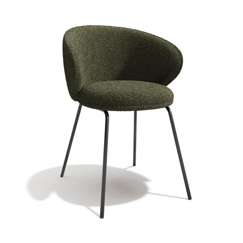 Sia Home - Eetkamerstoel LUNA - Bouclette stof - Kaki groen - 53.5cm - vtwonen shop