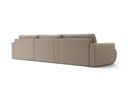 Cosmopolitan Design Converteerbare panoramische bank met opbergdoos Belfast 4-zits, structurele stof donkerbeige - 149x340x84cm