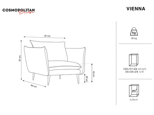 Cosmopolitan Design Fauteuil Vienna boucle, beige - 94x97x95cm