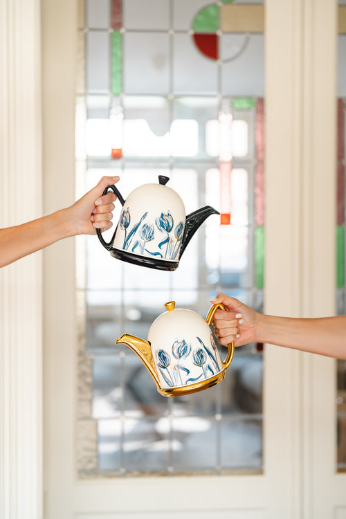 Bredemeijer - Theepot jubileum Cosy Manto 1,0L blauw/tulp - Limited Edition - vtwonen shop