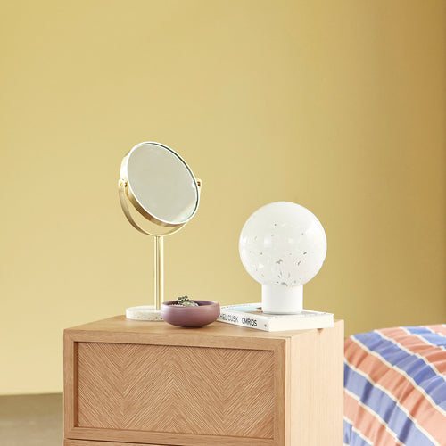 Hübsch tafelspiegel Pamper - ijzer/spiegelglas/terrazzo - ø18xh32cm