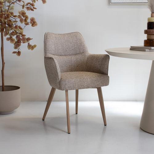 DÉJA Living Eetkamerstoel Zayn - Taupe/Naturel - Zithoogte 47cm - Set van 2 - vtwonen shop