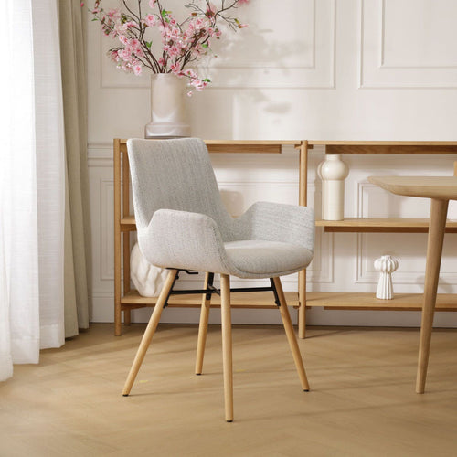 Nolon Nena-Eef Eetkamerstoel Beige Gemêleerd - met Armleuning - Stof - vtwonen shop