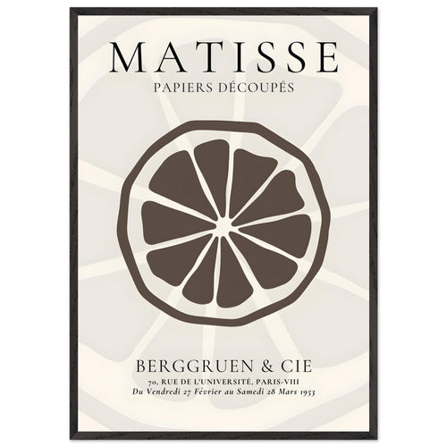Artfulprints Poster met Lijst Matisse – Slice of an orange   - 70x100 cm - Grijs