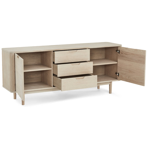Furnhouse 3-deurs dressoir Nyborg - Witte olie - MDF, Eikenfineer - 45x180x75