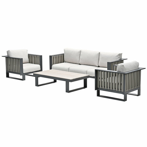 Garden Impressions loungeset Gabon taupe - 4-delig