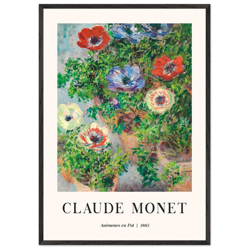 Artfulprints Poster met Lijst Claude Monet - Anémones en pot   - 70x100 cm - Groen