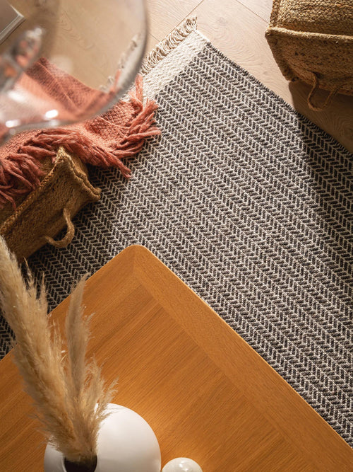benuta wollen vloerkleed Kim - zwart/wit - 200x300 cm