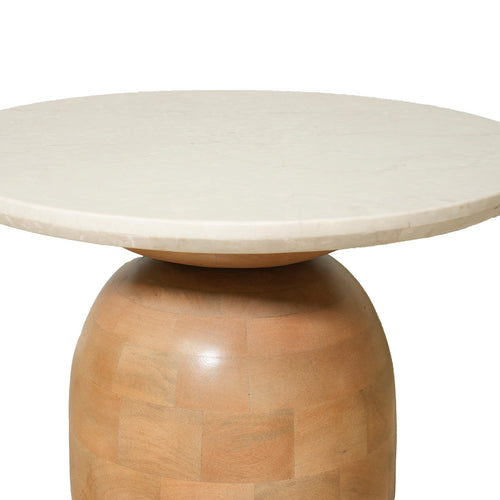 DÉJA Living Eettafel Miro Rond - Marmer/Hout - Naturel - 60x60x38cm