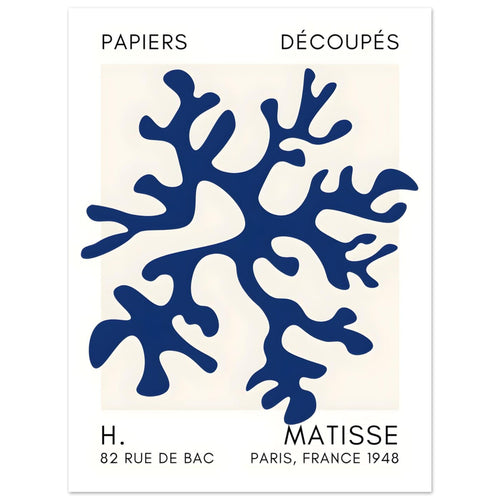 Artfulprints  Matisse – Dreamy coral flower navy blue II   poster 30x40 cm - vtwonen shop