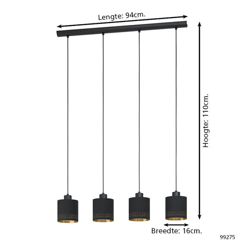EGLO hanglamp Esteperra - e27 - 94 cm - zwart