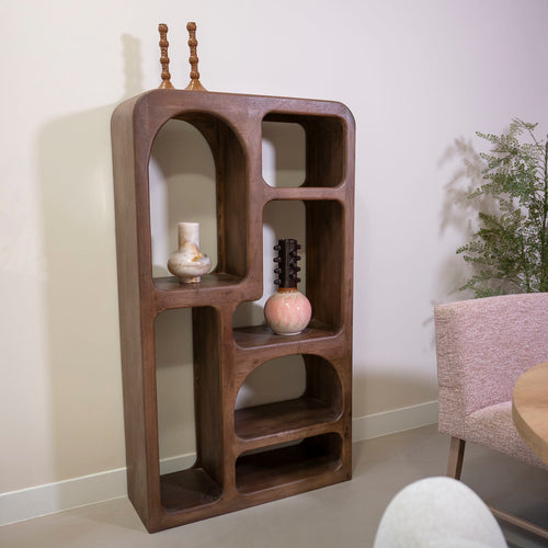 Giga Meubel Vakkenkast Yuki - Donkerbruin Hout - 90x34x160cm
