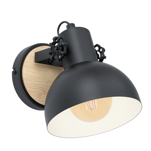 EGLO wandlamp Lubenham - 1 lichts - e27 - zwart, bruin - vtwonen shop