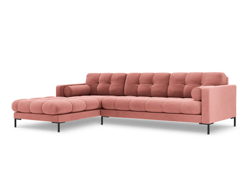 Cosmopolitan Design linker hoekbank Bali 5-zits, flueel, roze - 185x293x75cm