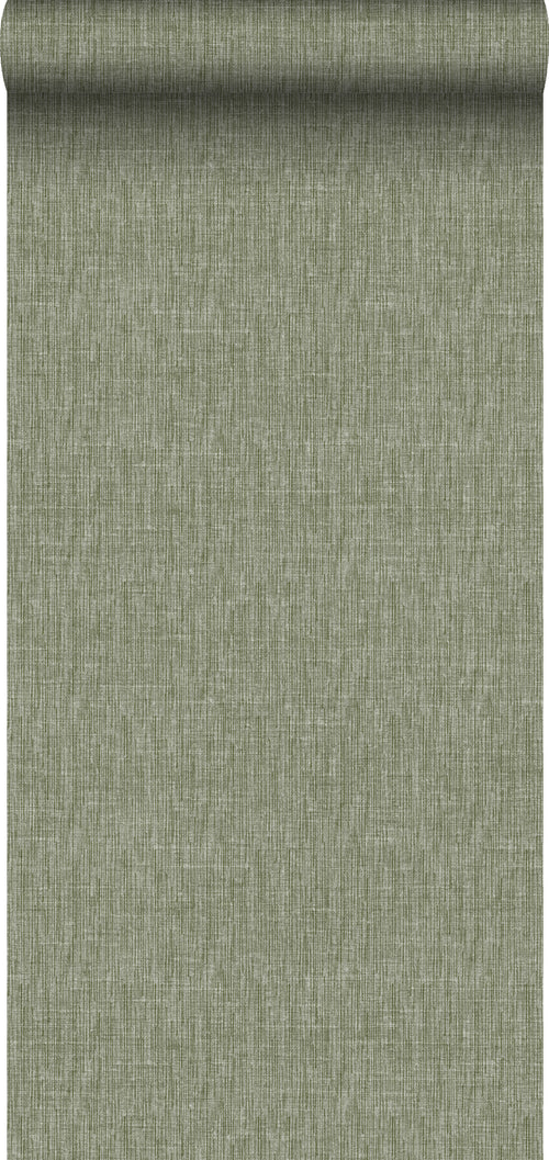 Sanders & Sanders behang linnenstructuur vergrijsd olijfgroen - 53 cm x 10 m - 640212