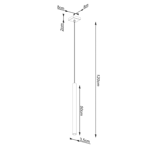 Sollux Lighting Hanglamp PASTELO 1 beton - 3,5x3,5x120cm