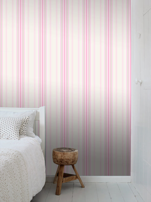 ESTAhome behang strepen licht roze en beige - 53 cm x 10.05 m - 138806