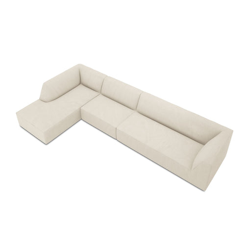 Cosmopolitan Design - Modulaire hoekbank links Siena 5-zits, ribfluwelen lichtbeige - 180x366x69cm