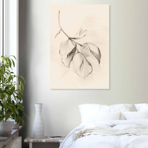 Artfulprints Poster met Lijst Botanical branch   - A4 21x29.7 cm - Zwart / Wit