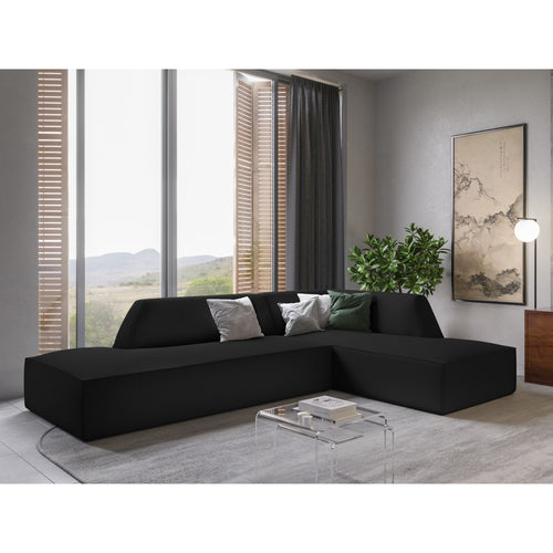 Cosmopolitan Design - Modulaire hoekbank rechts Siena 4-zits, structurele stof zwart - 180x273x69cm