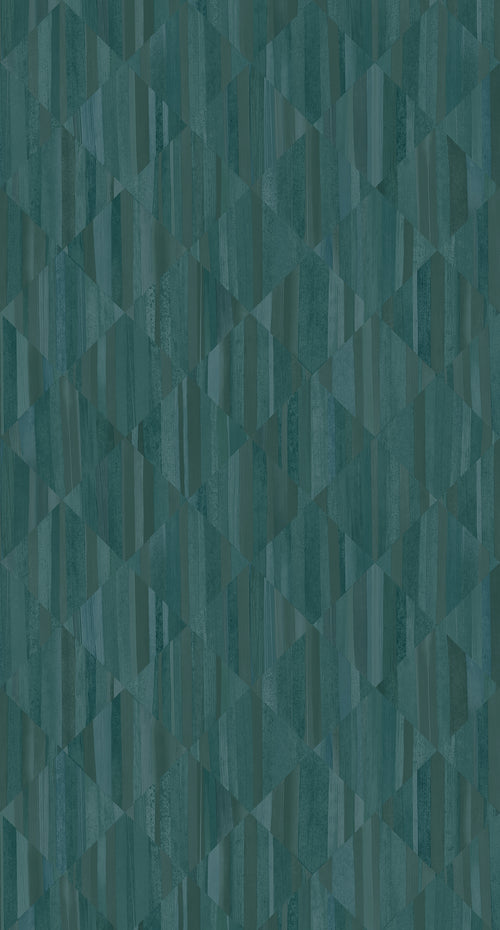 Origin Wallcoverings fotobehang 3D-houtmotief petrolblauw - 1,5 x 2,79 m - 357301 - vtwonen shop