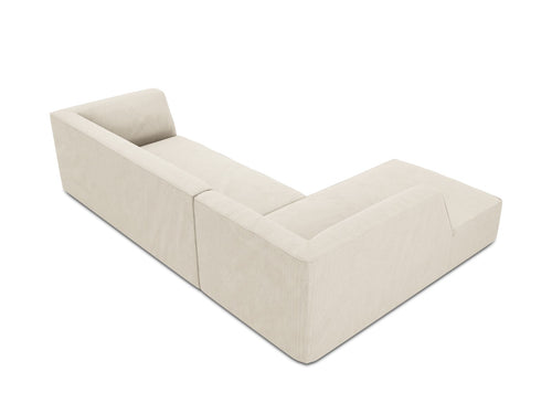 Micadoni - Linker hoekbank "Ruby" 4 zitplaatsen, ribfluwelen, lichtbeige - 180x273x69cm