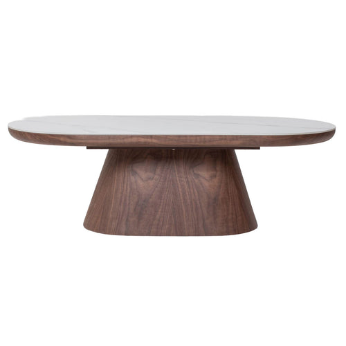 Giga Meubel Salontafel Alba - Ovaal Walnoot Hout/Keramisch - 120x60x38cm