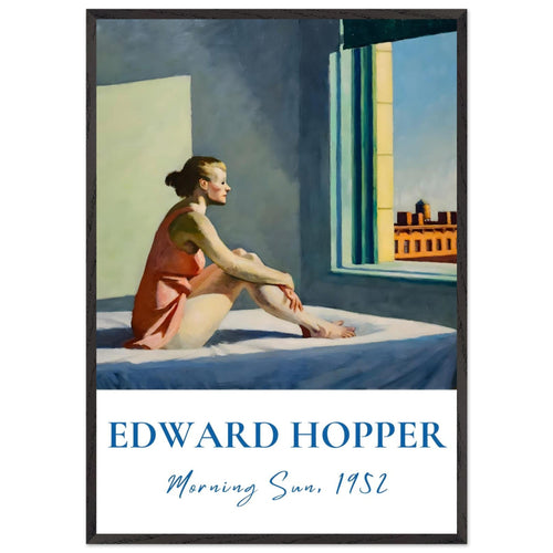 Artfulprints Poster met Lijst Edward Hopper - Morning sun   - 70x100 cm - Blauw