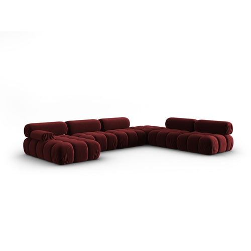 Cosmopolitan Design - Modulaire panoramische hoekbank rechts Cortina 7-zits, flueel rood - 282x376x70cm