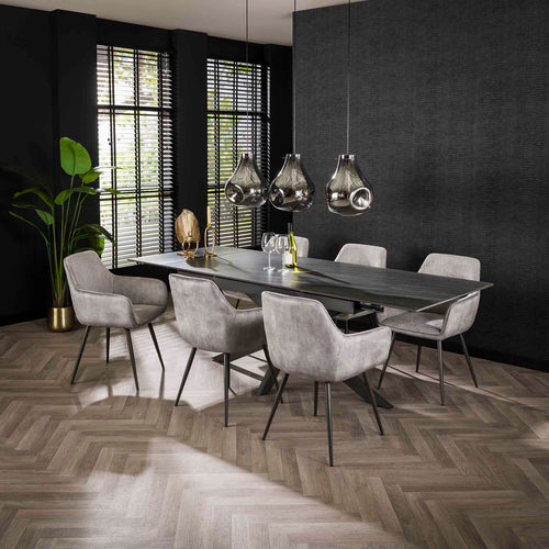 Giga Meubel Eetkamerstoel Rib - Grijs Ribstof - vtwonen shop