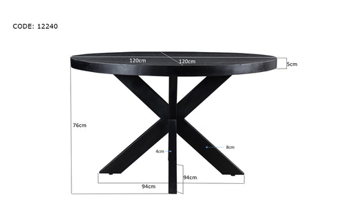 Livingfurn eetkamertafel mangohout - 120cm - zwart