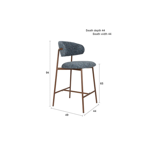 Housecraft Living Claes Barkrukken rugleuning 65 cm Gemêleerd Blauw - Set van 2