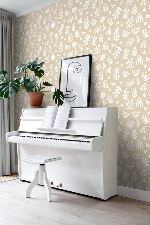 ESTAhome behang planten in Matisse stijl beige en wit - 50 x 900 cm - 131016 - vtwonen shop