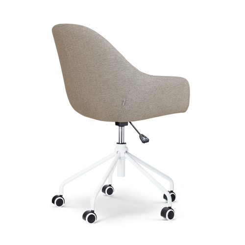 Nolon Nout-Mae Bureaustoel Warm Grijs - Armleuning - Wit Onderstel