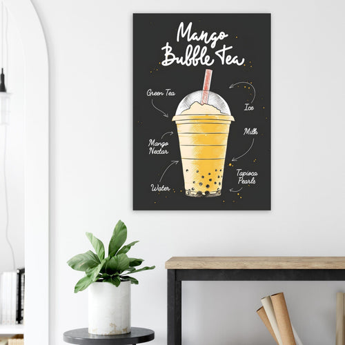 Artfulprints  Mango Bubble Tea – Ingrediënten   poster 70x100 cm