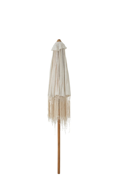 J-Line parasol Macrame - hout - ecru