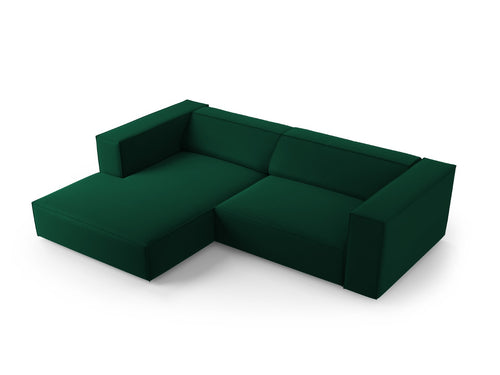 Cosmopolitan Design linker hoekbank Arendal 3-zits, flueel, flessengroen - 166x224x70cm