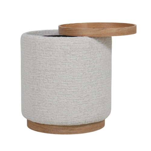 DÉJA Living Bijzettafel Marcia - Rond Beige/Naturel - Incl. Opbergruimte - Ø40cm