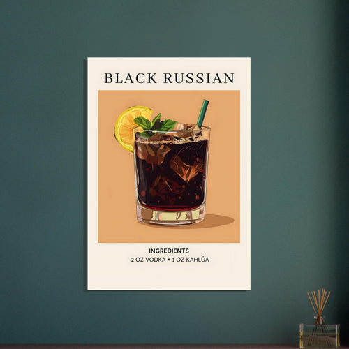 Artfulprints  Black Russian cocktail - Ingrediënten   poster 50x70 cm - vtwonen shop