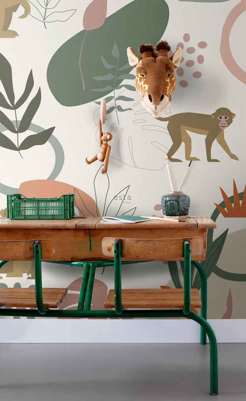 ESTAhome fotobehang jungle apen multicolor - 200 x 279 cm - 159245 - vtwonen shop