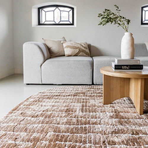 Interieur05 vloerkleed Rectangle Edge - bruin/wit - 200 x 290 cm