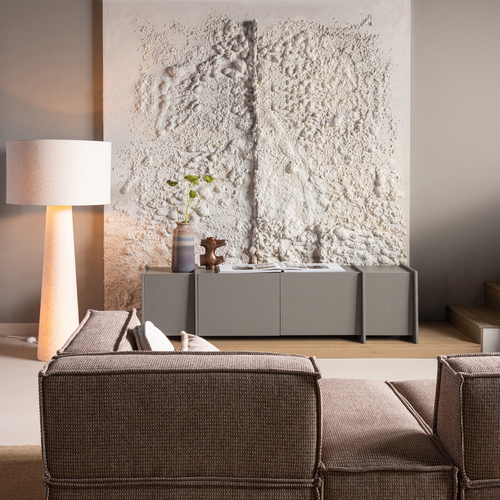 WOOOD tv meubel 200 cm Brock - Essen Fineer - Warmgrijs - 53x200x44