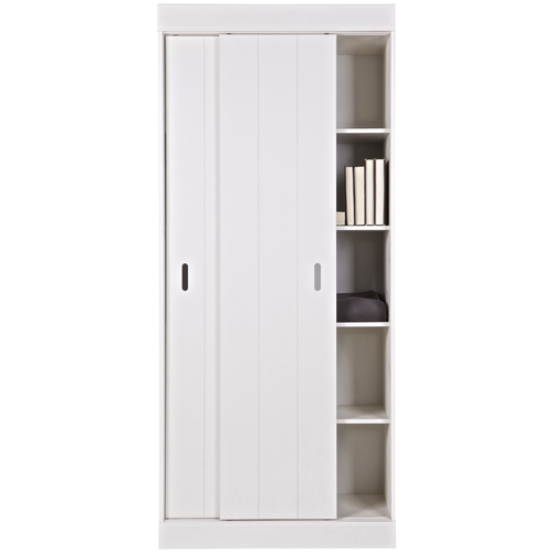 WOOOD plankenkast met schuifdeuren Row - Grenen - Wit - 195x85x44 - vtwonen shop