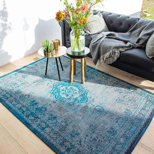 Louis De Poortere vloerkleed Grey Turquoise - blauw - 140x200cm - vtwonen shop