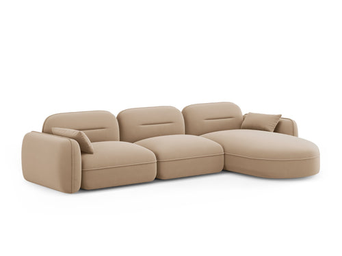 Cosmopolitan Design Modulaire hoekbank rechts Sydney 4-zits, flueel, zand - 165x320x70cm