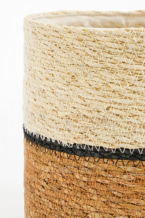 Mica Decorations Damian Plantenmand - Set van 2 - H20 x Ø20 cm - Zeegras - Wit - vtwonen shop