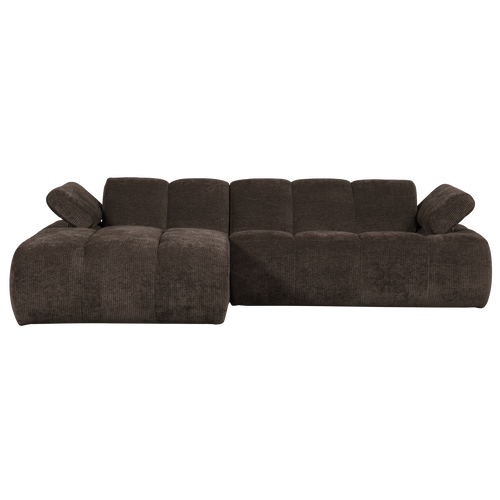 WOOOD chaise longue bank links Mojo - Geweven Ribstof - Bruin - 74x284x160