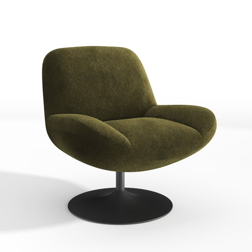 Premium Interiors - Draaistoel RETRO - krullend fluweel vintage groen 71cm